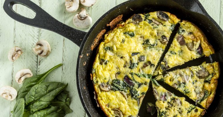 Frittata met champignons en spinazie
