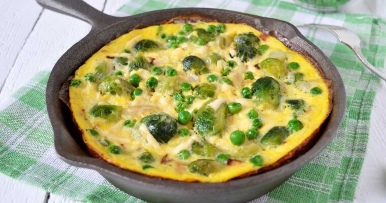 Frittata met spruitjes en doperwtjes