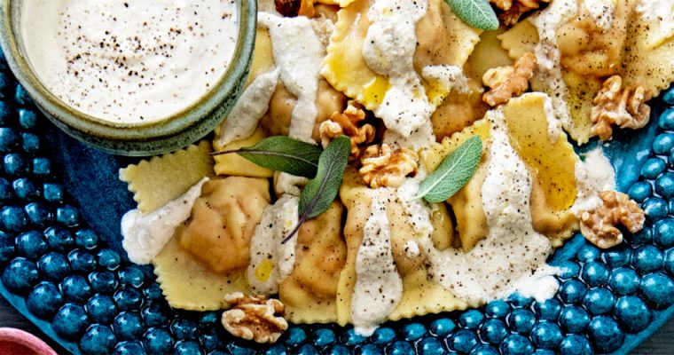 Ravioli met zoete aardappel en amaretti