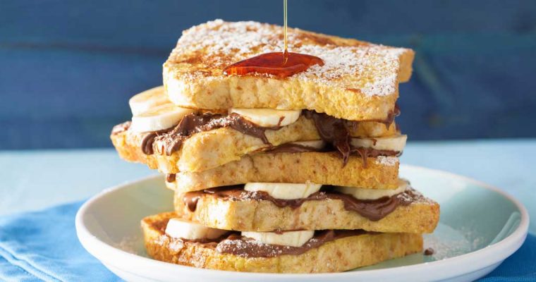 Eggnog wentelteefjes met Nutella en banaan